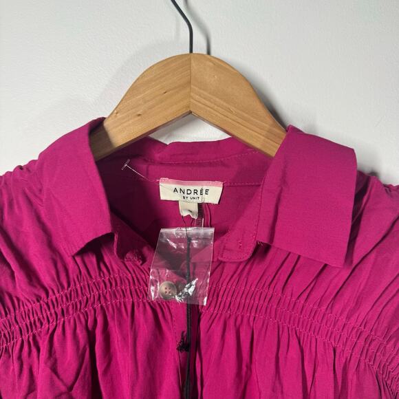 Andree By Unit Shirt Women NWT S Pink Long Sleeve Magenta Style #11166 Career - Picture 4 of 7